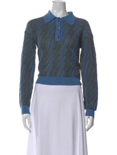 Pre-owned Rachel Comey Baby Alpaca Striped Sweater In Blue