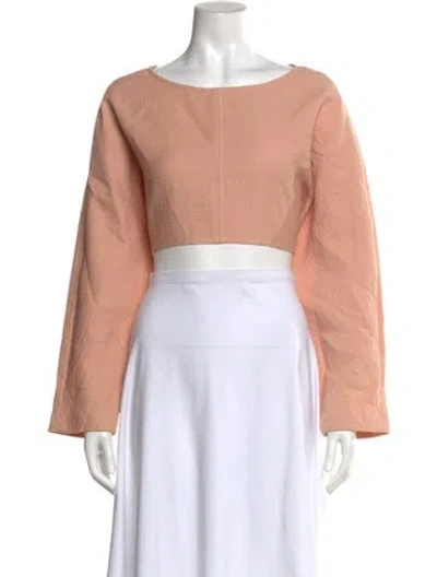 Pre-owned Rachel Comey Bateau Neckline Long Sleeve Crop Top In Orange