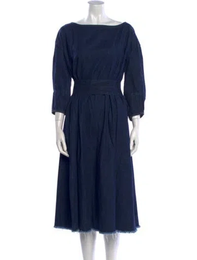 Pre-owned Rachel Comey Bateau Neckline Midi Length Dress In Blue