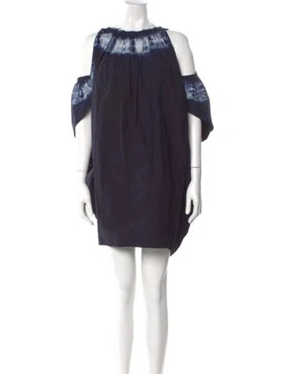 Pre-owned Rachel Comey Bateau Neckline Mini Dress In Blue