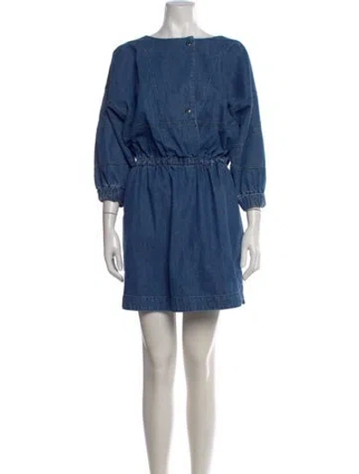 Pre-owned Rachel Comey Bateau Neckline Mini Dress In Blue
