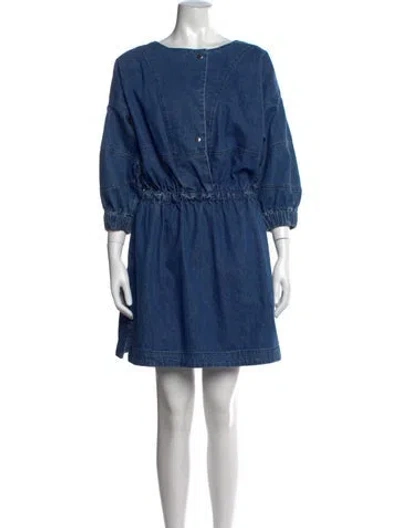 Pre-owned Rachel Comey Bateau Neckline Mini Dress In Blue