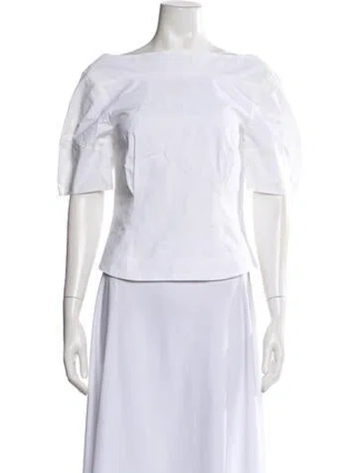 Pre-owned Rachel Comey Bateau Neckline Short Sleeve Blouse In White