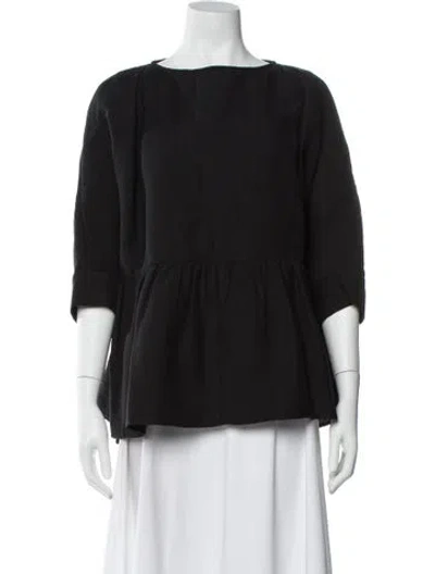 Pre-owned Rachel Comey Bateau Neckline Three-quarter Sleeve Blouse In Black