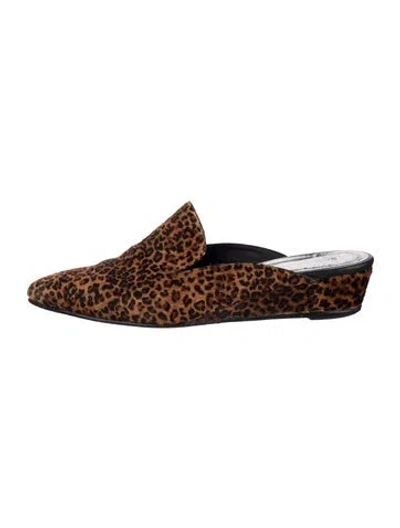 Pre-owned Rachel Comey Calf Hair Printed Mules In Brown