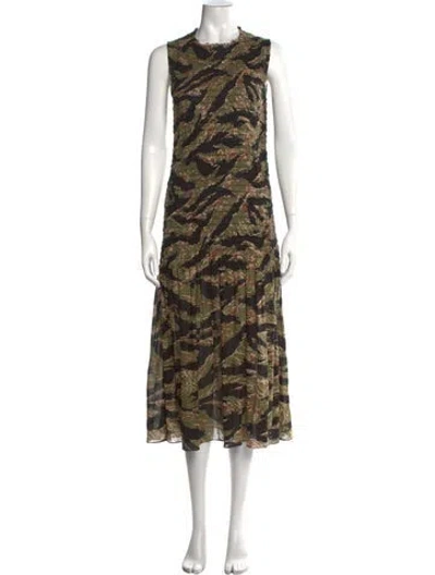 Pre-owned Rachel Comey Camouflage Print Long Dress In Green
