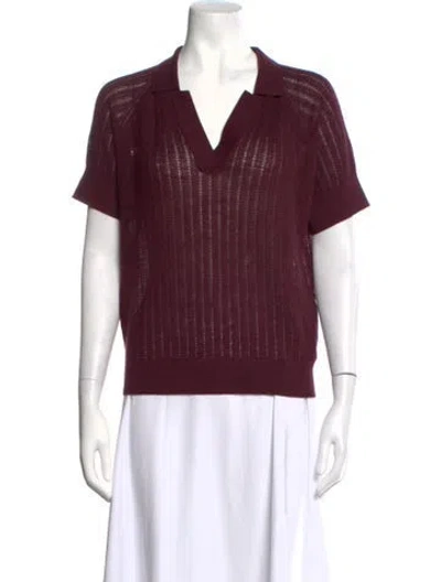 Pre-owned Rachel Comey Cashmere V-neck Polo W/ Tags In Burgundy