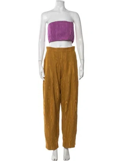Pre-owned Rachel Comey Colorblock Pattern Strapless Jumpsuit In Brown