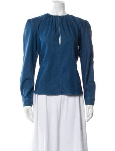Pre-owned Rachel Comey Crew Neck Long Sleeve Blouse In Blue