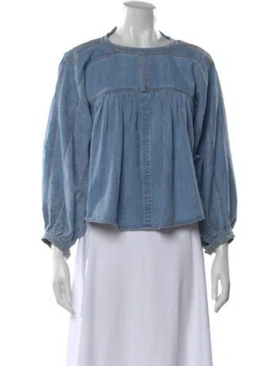 Pre-owned Rachel Comey Crew Neck Long Sleeve Blouse In Blue