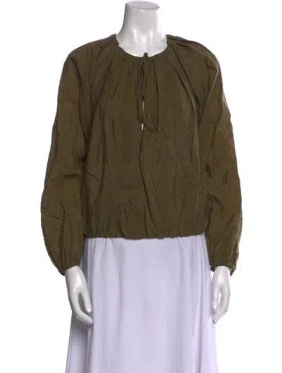 Pre-owned Rachel Comey Crew Neck Long Sleeve Blouse In Green
