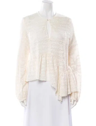 Pre-owned Rachel Comey Crew Neck Long Sleeve Blouse In Neutral