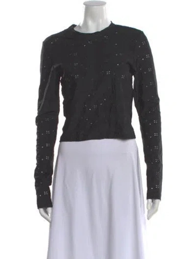 Pre-owned Rachel Comey Crew Neck Long Sleeve Crop Top In Black