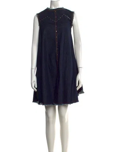 Pre-owned Rachel Comey Crew Neck Mini Dress In Blue