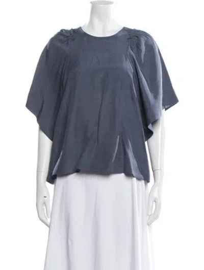 Pre-owned Rachel Comey Crew Neck Short Sleeve Blouse In Blue