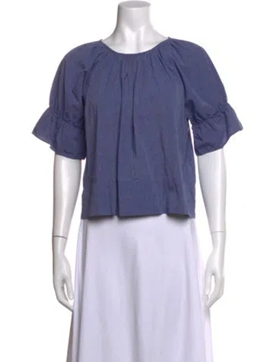 Pre-owned Rachel Comey Crew Neck Short Sleeve Blouse In Blue