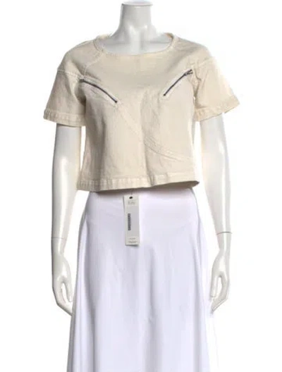 Pre-owned Rachel Comey Crew Neck Short Sleeve Crop Top In Neutral