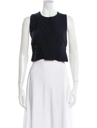 Pre-owned Rachel Comey Crew Neck Sleeveless Crop Top In Blue
