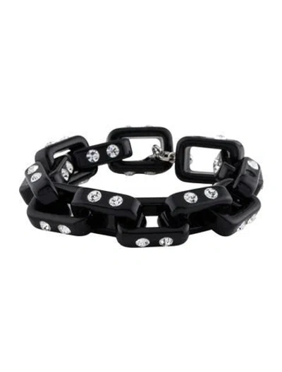 Pre-owned Rachel Comey Crystal & Acrylic Link Bracelet, 6.5" In Black