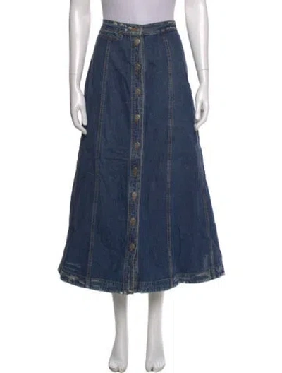 Pre-owned Rachel Comey Distressed Accents Midi Length Skirt In Blue