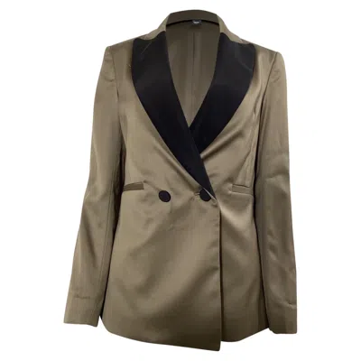Rachel Comey Double Breasted Two Toned Blazer In Brown Wool