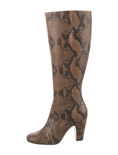 Pre-owned Rachel Comey Embossed Leather Animal Print Boots In Brown