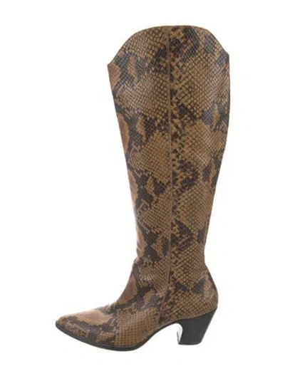 Pre-owned Rachel Comey Embossed Leather Animal Print Boots In Brown