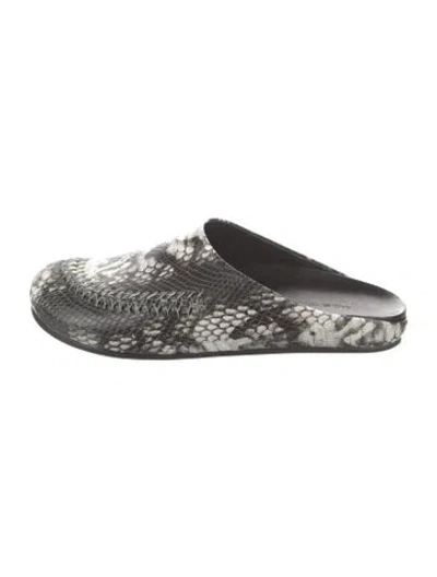 Pre-owned Rachel Comey Embossed Leather Animal Print Mules In Black