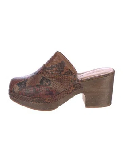 Pre-owned Rachel Comey Embossed Leather Animal Print Mules In Brown