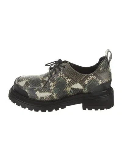 Pre-owned Rachel Comey Embossed Leather Animal Print Oxfords In Green