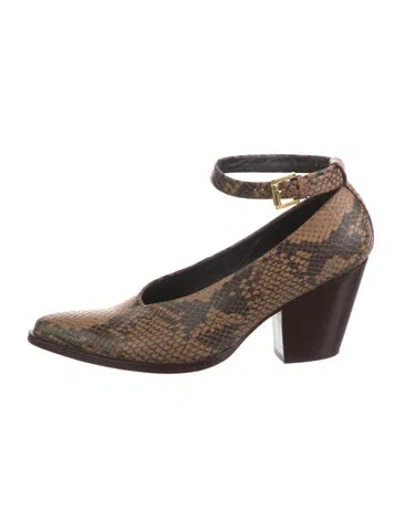 Pre-owned Rachel Comey Embossed Leather Animal Print Pumps In Brown