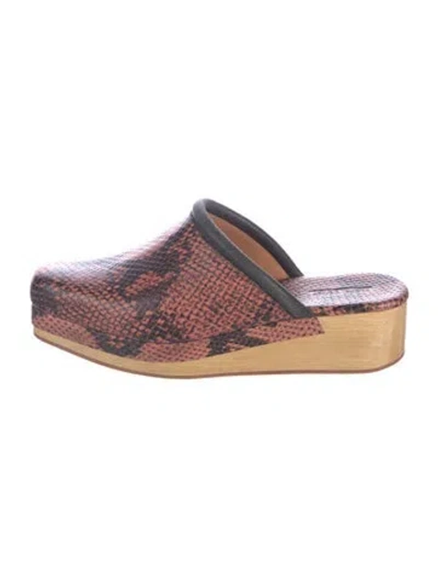 Pre-owned Rachel Comey Embossed Leather Printed Mules In Brown