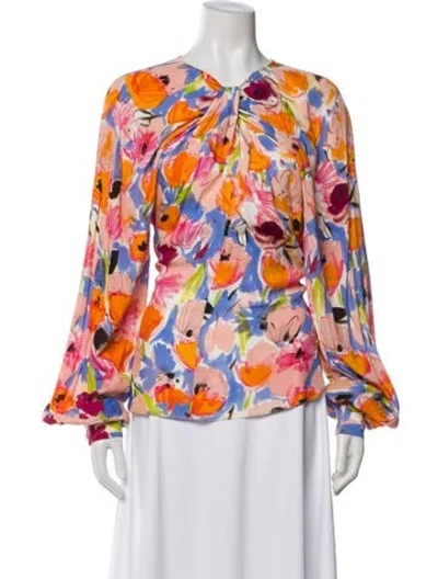 Pre-owned Rachel Comey Floral Print Crew Neck Blouse In Multi
