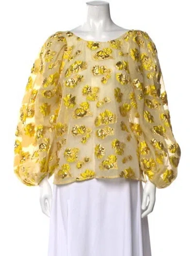 Pre-owned Rachel Comey Floral Print Crew Neck Blouse In Yellow
