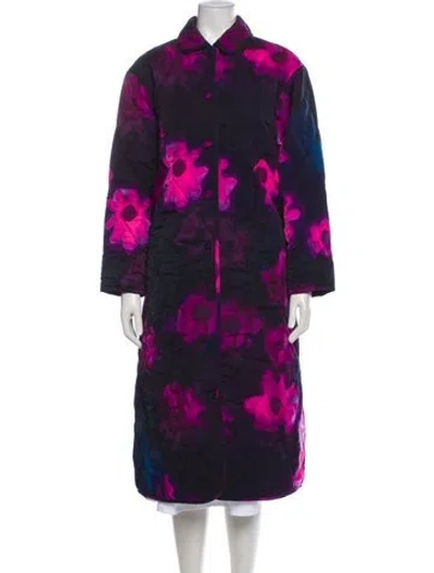 Pre-owned Rachel Comey Floral Print Faux Fur Coat In Purple