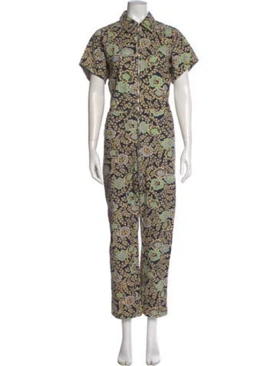 Pre-owned Rachel Comey Floral Print Jumpsuit In Blue