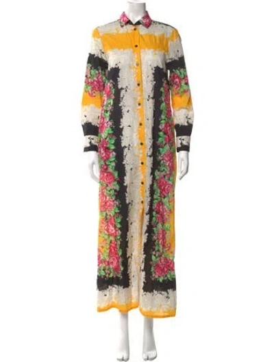 Pre-owned Rachel Comey Floral Print Long Dress In Black