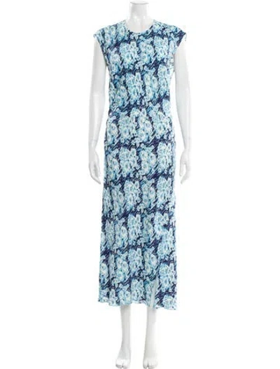 Pre-owned Rachel Comey Floral Print Long Dress In Blue