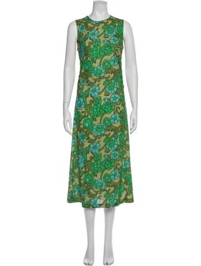 Pre-owned Rachel Comey Floral Print Long Dress In Green