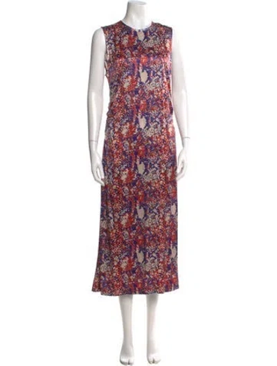 Pre-owned Rachel Comey Floral Print Long Dress In Neutrals