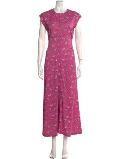 Pre-owned Rachel Comey Floral Print Long Dress In Pink