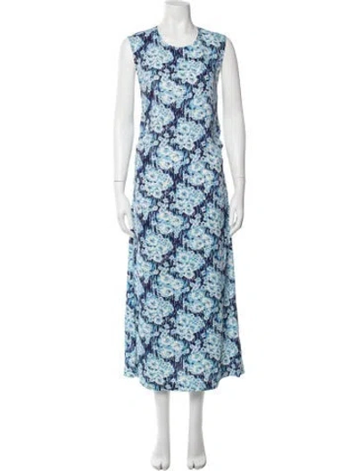 Pre-owned Rachel Comey Floral Print Long Dress W/ Tags In Blue