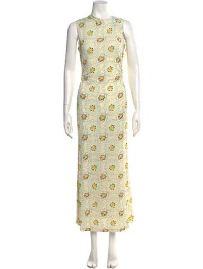 Pre-owned Rachel Comey Floral Print Long Dress W/ Tags In Yellow