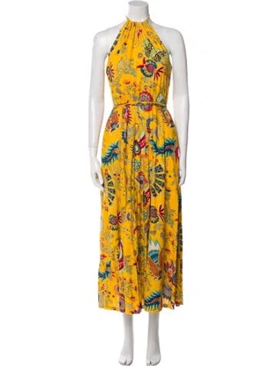 Pre-owned Rachel Comey Floral Print Long Dress In Yellow