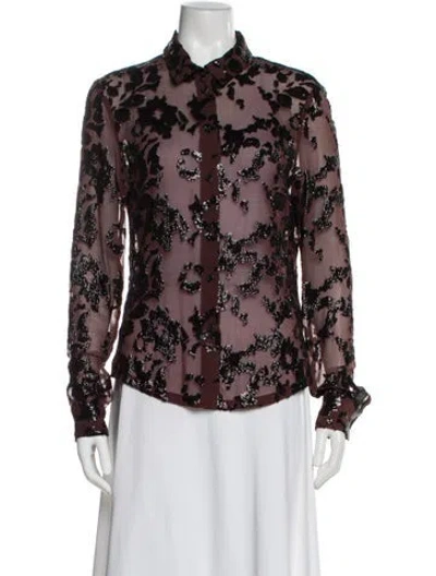 Pre-owned Rachel Comey Floral Print Long Sleeve Blouse In Brown