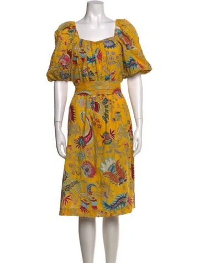 Pre-owned Rachel Comey Floral Print Midi Length Dress In Yellow