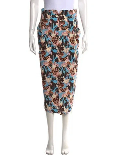 Pre-owned Rachel Comey Floral Print Midi Length Skirt W/ Tags In Blue