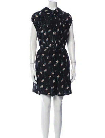 Pre-owned Rachel Comey Floral Print Mini Dress In Black