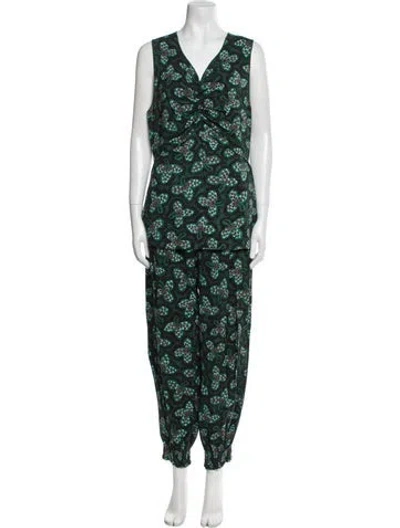 Pre-owned Rachel Comey Floral Print Pant Set In Green