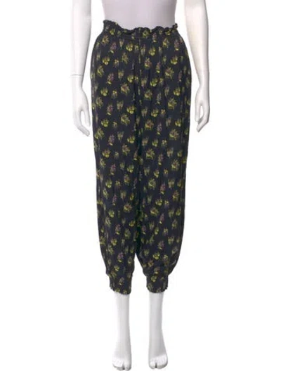 Pre-owned Rachel Comey Floral Print Skinny Leg Pants In Black